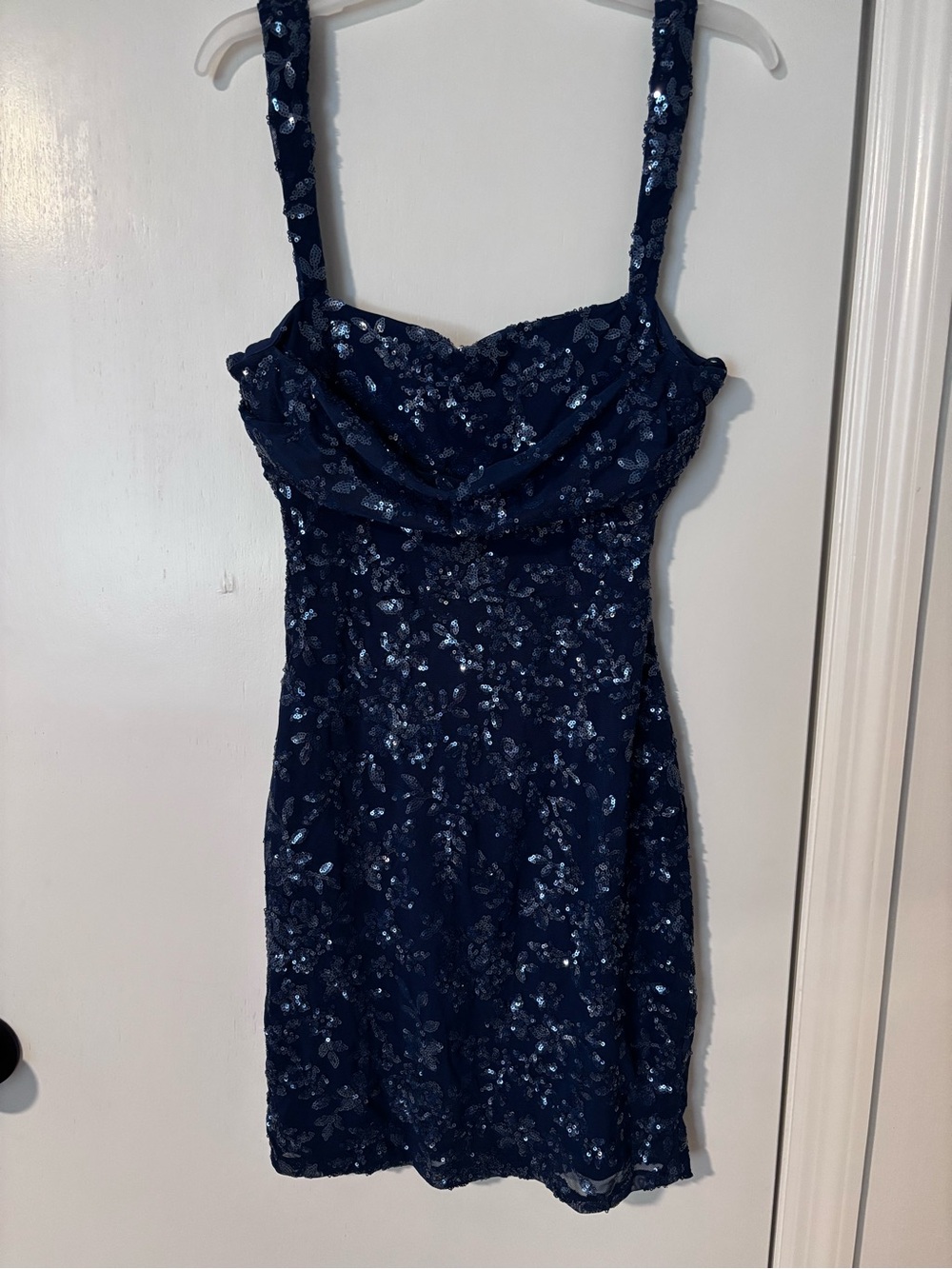 Windsor Navy Sequin Lace Mini Dress